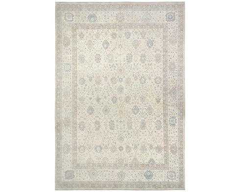 12x15 Beige Ziegler Afghan Hand Knotted Wool Area Rug